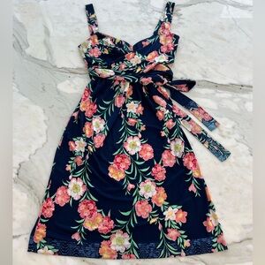 ELIE TAHARI NAVY BLUE FLORAL DRESS SIZE US 6